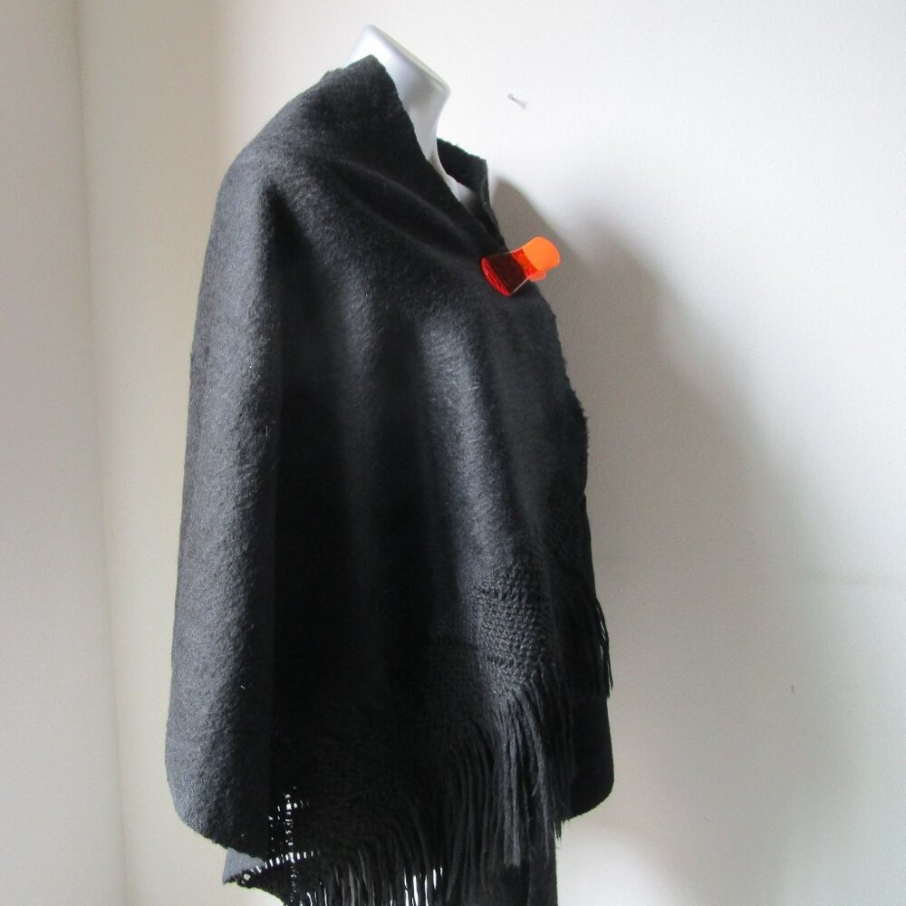 Black wool shawl blanket. 23x64inch warm sturdy scratchy wool. - Picture 10 of 15